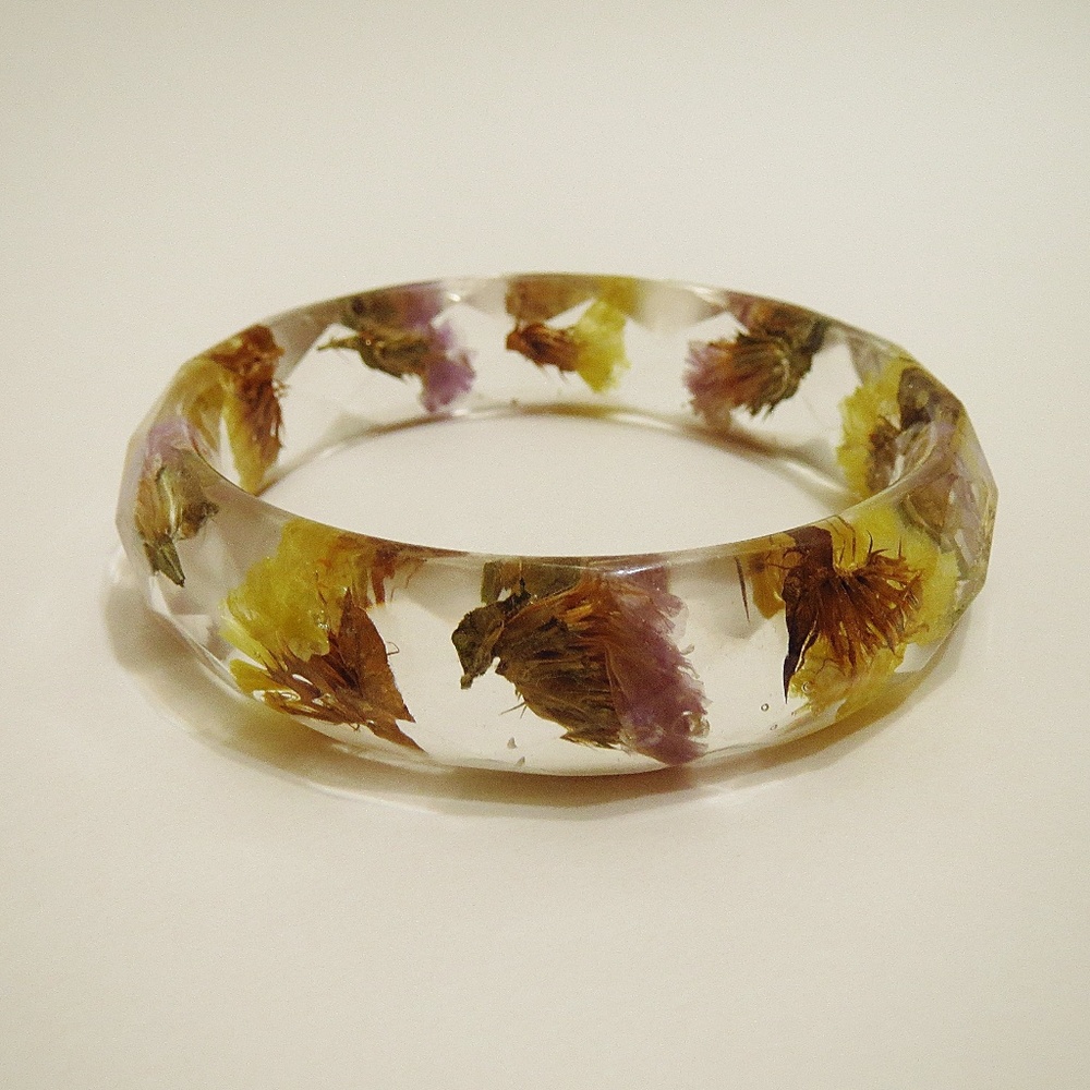 Floral Resin Bangle Bracelet